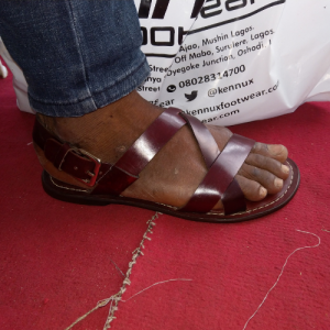 a single leather made sandal